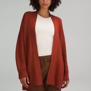 Lululemon Merino Wool Ribbed Cardigan Sweater Cozy Wrap Womens 16 XL Oversized